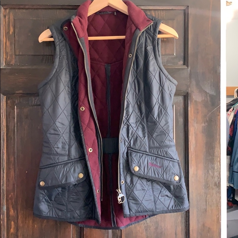 Barbour diamond quilted gilet vest, sz 6